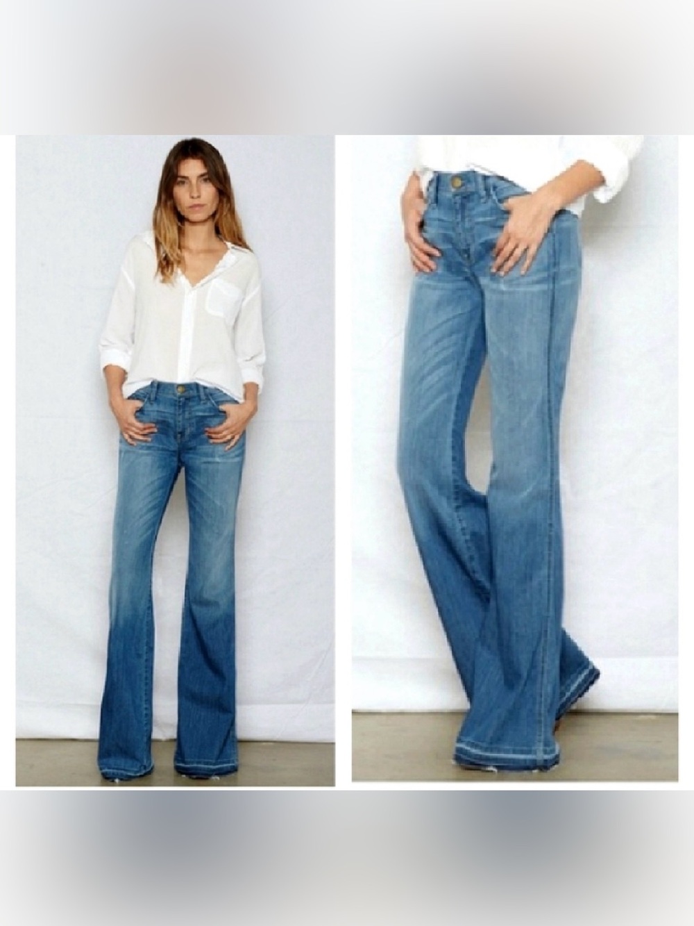 Current Elliott The Low Bell Island Hopper Distressed 70's Bell Bottom Jeans 29